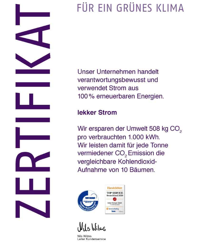 Zertifikat für grünes Klima