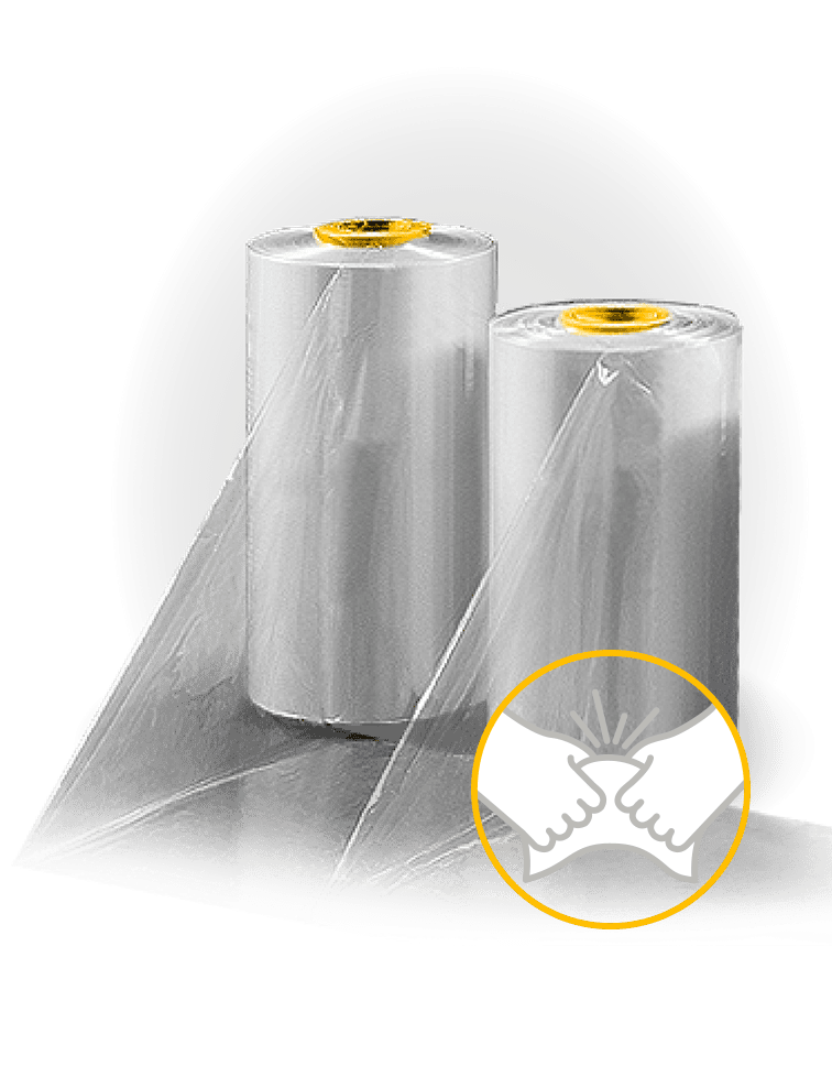 Rollen aus Verpackungsfolie mit Tear-Resistant-Symbol